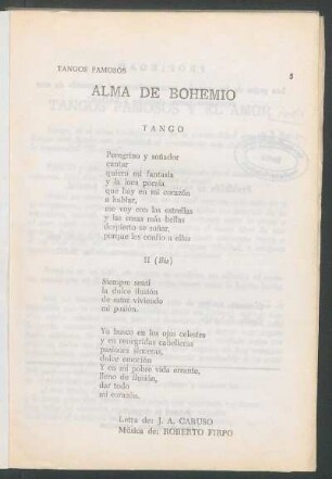 Alma de bohemio : Tango