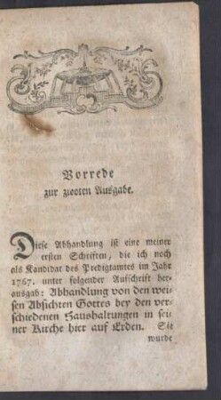 Vorrede zur zwoten Ausgabe