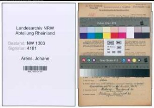 Entnazifizierung Johann Arens , geb. 28.12.1897 (Vorarbeiter)