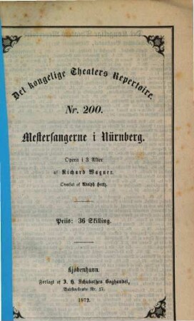 Mestersangere i Nürnberg : Opera i 3 akter