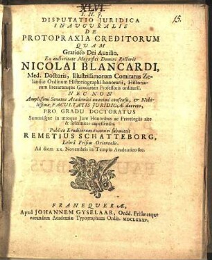 Disputatio Juridica Inauguralis De Protopraxia Creditorum