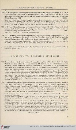 6. Handschriften - Inkunabeln - Alte Drucke (Nr. 711 - 765)