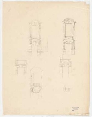 Thiersch, Friedrich von; München; Justizpalast - Fensterverdachung u. Türen mit Supraporte (Ansichten)