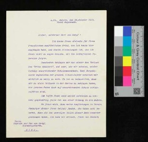 Schreiben an von Karpf von Albert Ballin