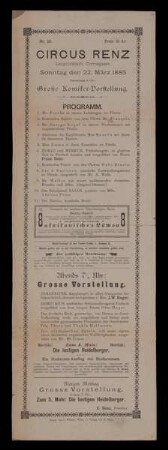 Circus Renz, Leopoldstadt, 1885