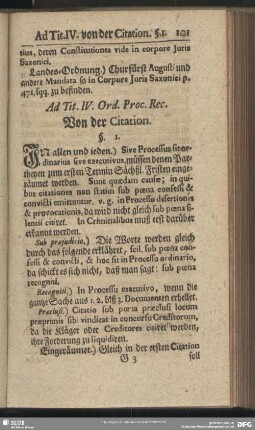 Ad Tit. IV. Ord. Proc. Rec. Von der Citation