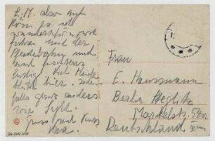 Ansichtspostkarte von Vera Hausmann an Elfriede Hausmann. [Romo/Dänemark]