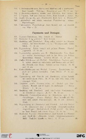 Fayencen und Steingut (Nr. 531-610)