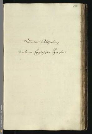 Dritte Abtheilung. Werke in Englischer Sprache