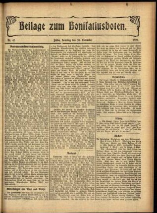 Zweite Ausgabe vom Sonntag, den 20. November 1910.