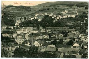Blick auf Sebnitz mit Eisenbahnviadukt