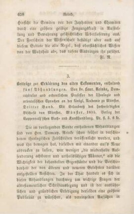 658-665 [Rezension] Reinke, Laurenz, Beiträge zur Erklärung des alten Testamentes