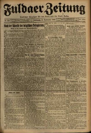 Ausgabe vom Mittwoch, den 13. September 1922.