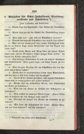 Aufgaben für Schul-Inspektoren, Conferenzvorstände und Schullehrer : (zum Nachdenken und Bearbeiten)