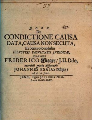 De condictione causa data, causa non secuta
