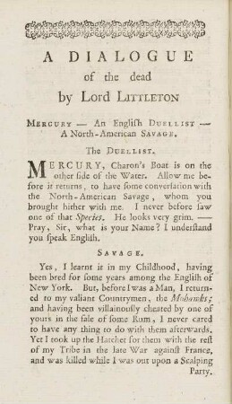 A Dialogue of the dead by Lord Littleton