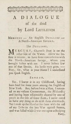 A Dialogue of the dead by Lord Littleton