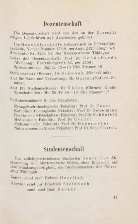 41-42, Studentenschaft