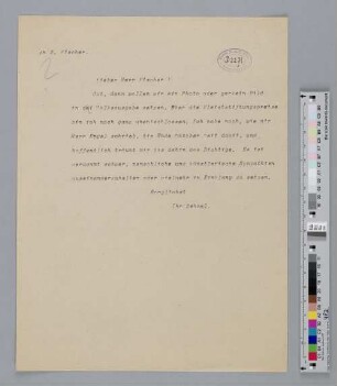 Brief an Samuel Fischer