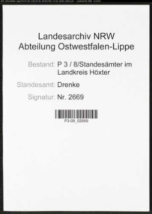 Sterberegister Standesamt Drenke