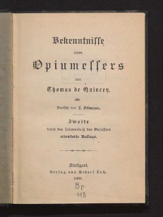 Bekenntnisse eines Opiumessers