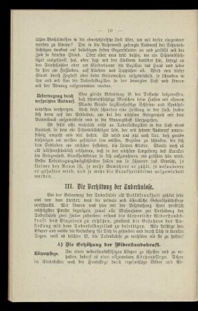 III. Die Verhütung von Tuberkulose.