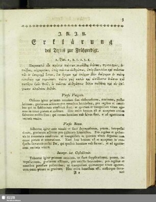 Erklärung des Textes zur Frühpredigt