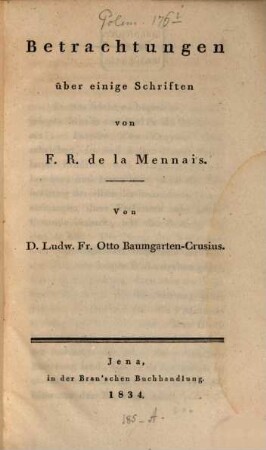 Betrachtungen über einige Schriften von LaMennais