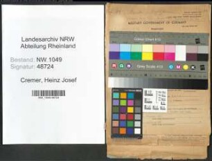 Entnazifizierung Heinz Josef Cremer , geb. 03.02.1901 (Prokurist)