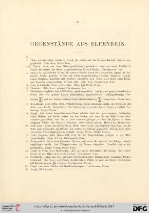 Gegenstände aus Elfenbein (No. 1-31)
