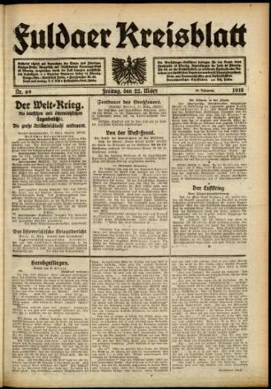 Ausgabe vom Freitag, den 22. März 1918.