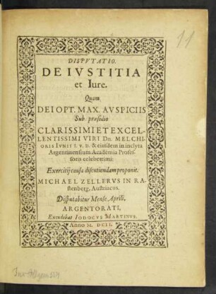 Disputatio. De Iustitia et Iure