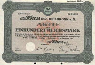Aktie über 100 RM der C. H. Knorr AG Nr. 5462