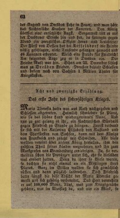 Acht und zwanzigste Erzählung. Das erste Jahr des siebenjährigen Krieges