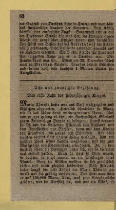 Acht und zwanzigste Erzählung. Das erste Jahr des siebenjährigen Krieges