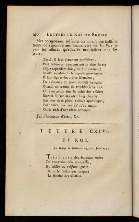 250-270, Lettre CXLVI. du Roi.-Lettre CLXI. du Roi.