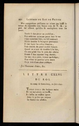 250-270, Lettre CXLVI. du Roi.-Lettre CLXI. du Roi.