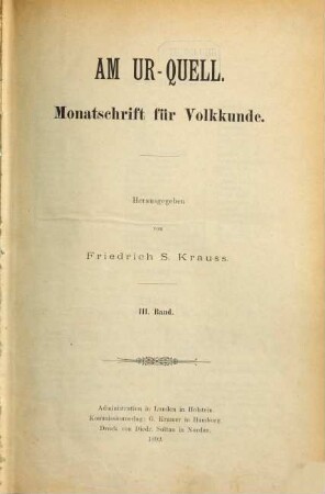 Am Ur-Quell : Monatschrift für Volkskunde, 3. 1892