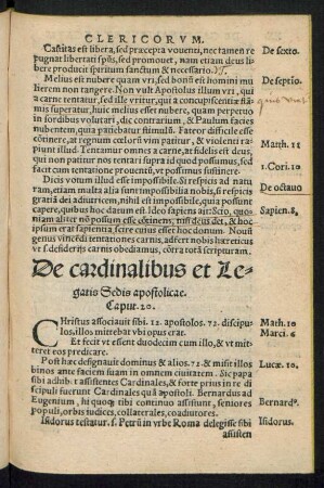 De cardinalibus et Legaris Sedis apostolicae. Caput. 20.