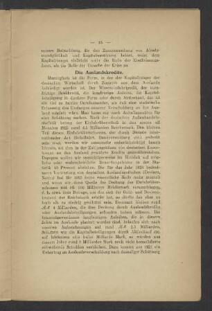 Die Auslandskredite
