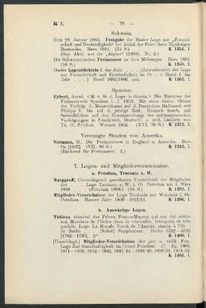 b. Auswärtige Logen.