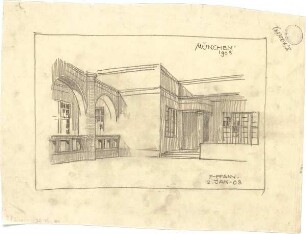 Pfann, Paul; München - Theresienhöhe; Ausstellung München 1908 - Halle I., Großer Lichthof (Perspektive)