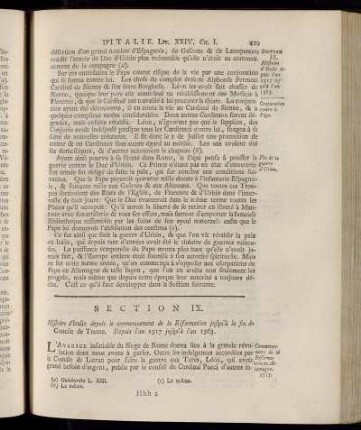 Section IX. Histoire d´Italie depuis l´an 1517 jusqu´à l´an 1563.