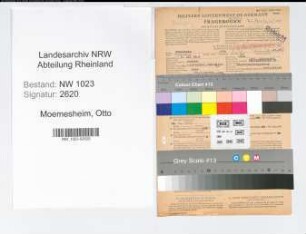Entnazifizierung Otto Moemesheim , geb. 08.05.1909 (Statistiker)