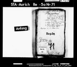 Vormundschaft über die Kinder des verstorbenen Konsistorialrats Röntgen zu Esens