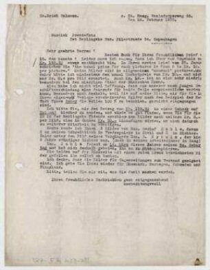 Brief von Erich Salomon an Nordisk Pressefoto, Kopenhagen
