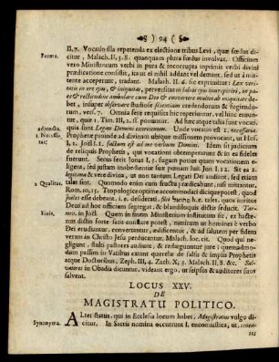 Locus XXV. De Magistratu Politico