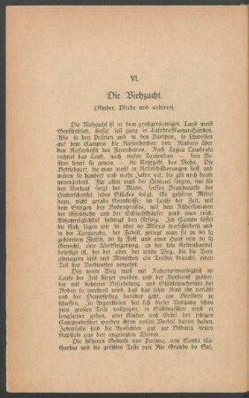 VI. Die Viehzucht. (Rinder, Pferde und anderes.)
