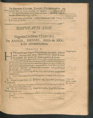 Disputatio XXIII. De Negotiis Civilibus Tempore: Per Annos, Menses, Dies & Horas cicumscribtis.