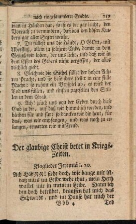 Der glaubige Christ betet in Kriegs-Zeiten.
